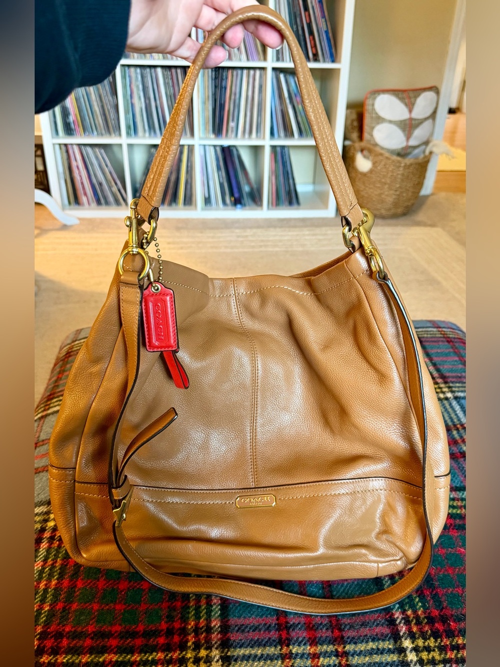 Coach Park Brown Pebble Leather Hobo Shoulder Bag